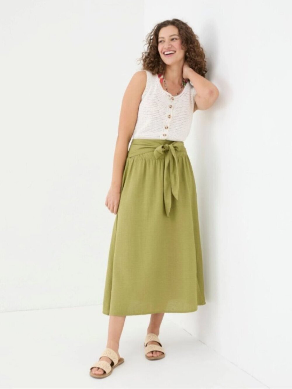 Fat Face Sascha Green Midi Skirt Sz 6